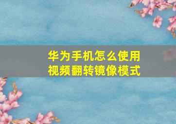 华为手机怎么使用视频翻转镜像模式