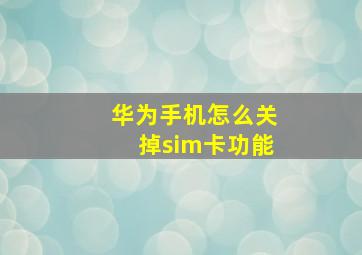 华为手机怎么关掉sim卡功能