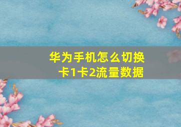 华为手机怎么切换卡1卡2流量数据