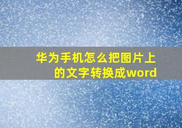 华为手机怎么把图片上的文字转换成word