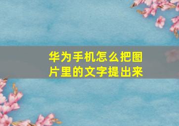 华为手机怎么把图片里的文字提出来