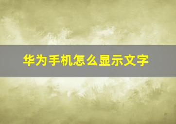 华为手机怎么显示文字