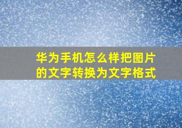 华为手机怎么样把图片的文字转换为文字格式