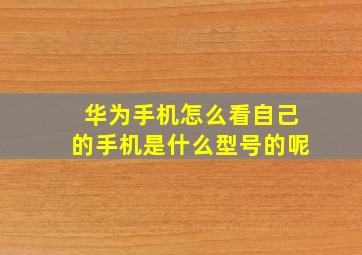 华为手机怎么看自己的手机是什么型号的呢