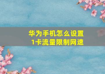 华为手机怎么设置1卡流量限制网速