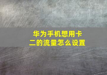 华为手机想用卡二的流量怎么设置