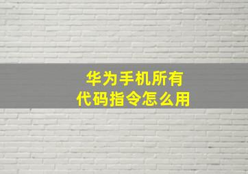 华为手机所有代码指令怎么用