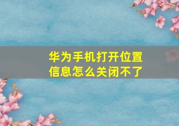 华为手机打开位置信息怎么关闭不了