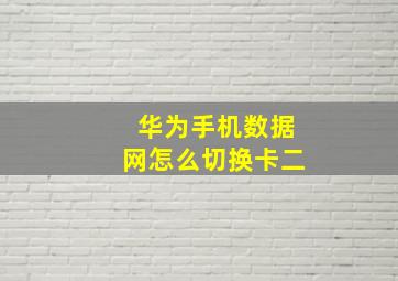 华为手机数据网怎么切换卡二