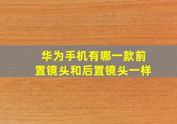 华为手机有哪一款前置镜头和后置镜头一样