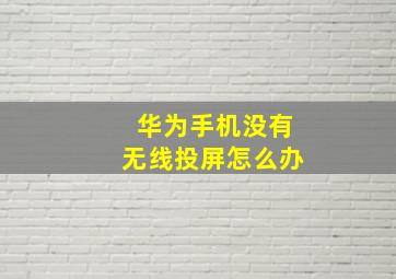 华为手机没有无线投屏怎么办