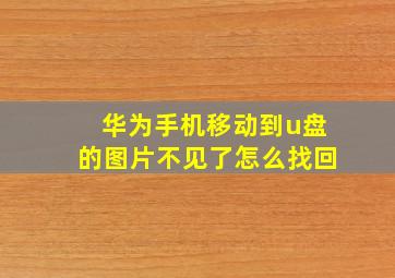 华为手机移动到u盘的图片不见了怎么找回