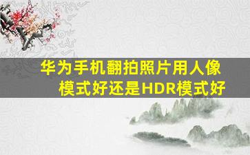 华为手机翻拍照片用人像模式好还是HDR模式好