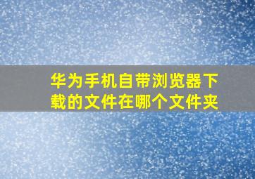 华为手机自带浏览器下载的文件在哪个文件夹