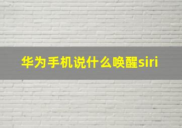 华为手机说什么唤醒siri