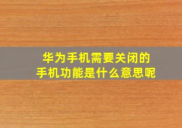 华为手机需要关闭的手机功能是什么意思呢