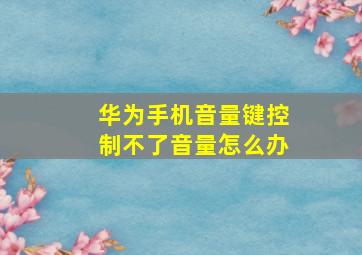 华为手机音量键控制不了音量怎么办