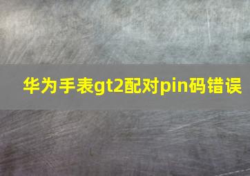 华为手表gt2配对pin码错误