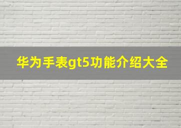 华为手表gt5功能介绍大全