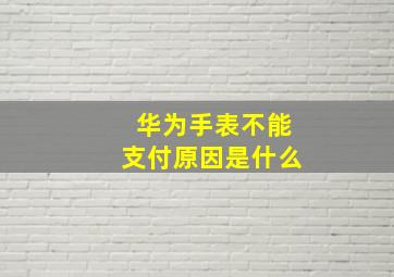 华为手表不能支付原因是什么