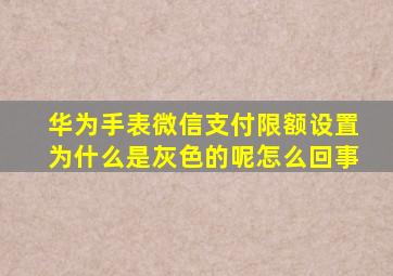 华为手表微信支付限额设置为什么是灰色的呢怎么回事