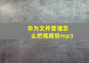 华为文件管理怎么把视频转mp3