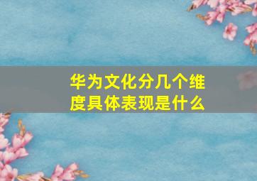 华为文化分几个维度具体表现是什么