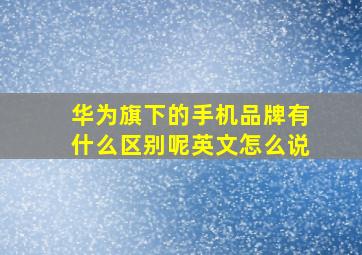 华为旗下的手机品牌有什么区别呢英文怎么说