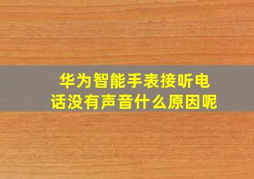 华为智能手表接听电话没有声音什么原因呢