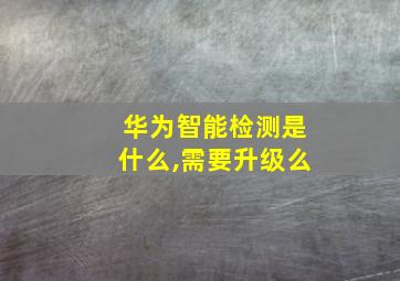 华为智能检测是什么,需要升级么