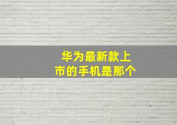 华为最新款上市的手机是那个