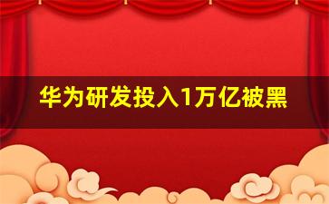 华为研发投入1万亿被黑