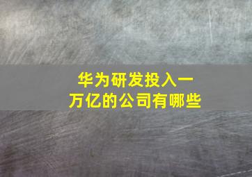 华为研发投入一万亿的公司有哪些