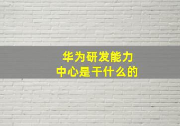 华为研发能力中心是干什么的