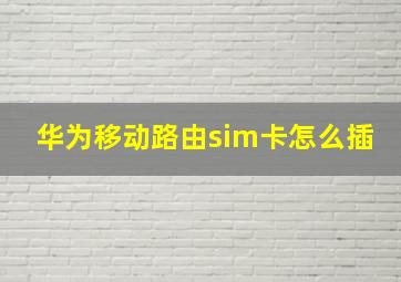 华为移动路由sim卡怎么插