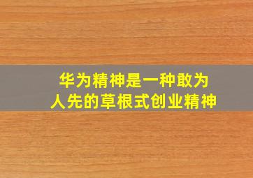 华为精神是一种敢为人先的草根式创业精神