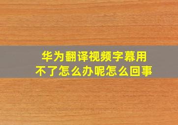 华为翻译视频字幕用不了怎么办呢怎么回事