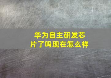 华为自主研发芯片了吗现在怎么样