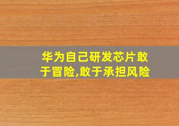 华为自己研发芯片敢于冒险,敢于承担风险