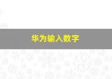 华为输入数字