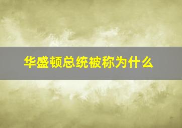 华盛顿总统被称为什么