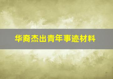 华裔杰出青年事迹材料