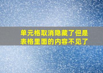 单元格取消隐藏了但是表格里面的内容不见了