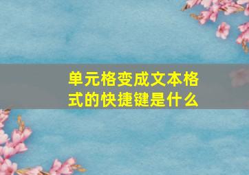 单元格变成文本格式的快捷键是什么