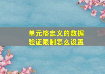 单元格定义的数据验证限制怎么设置