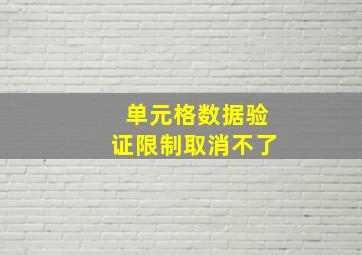 单元格数据验证限制取消不了