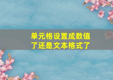 单元格设置成数值了还是文本格式了