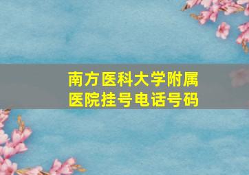 南方医科大学附属医院挂号电话号码