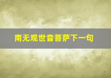 南无观世音菩萨下一句