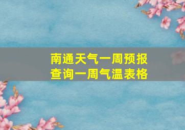 南通天气一周预报查询一周气温表格